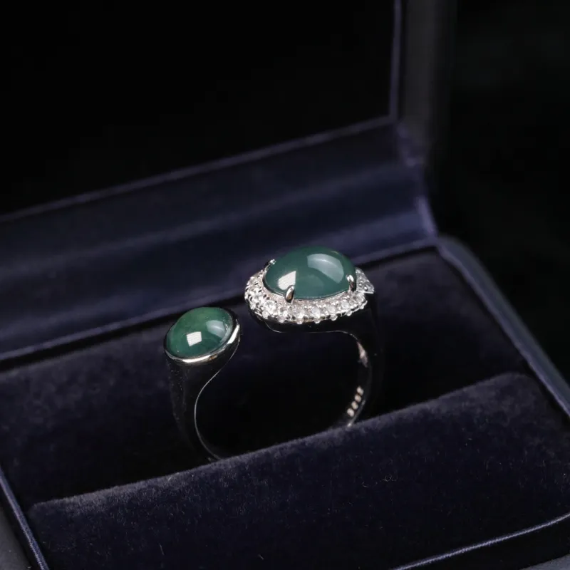 GUANFEI Ice Glutinous Jadeite Rings Women's-2