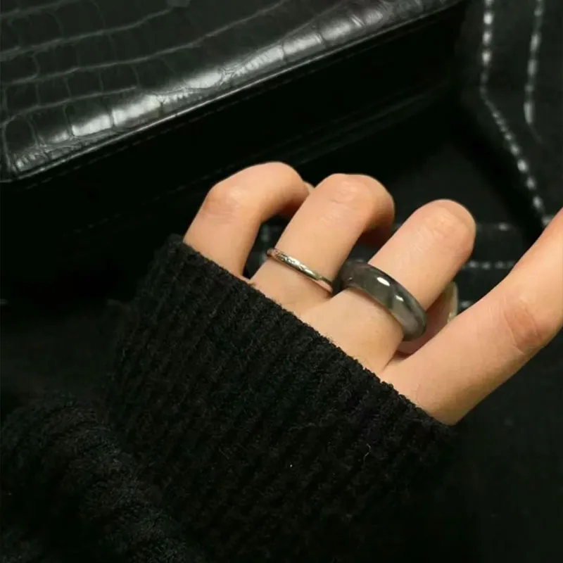 GUANFEI Bean Type Jadeite Rings Unisex-3