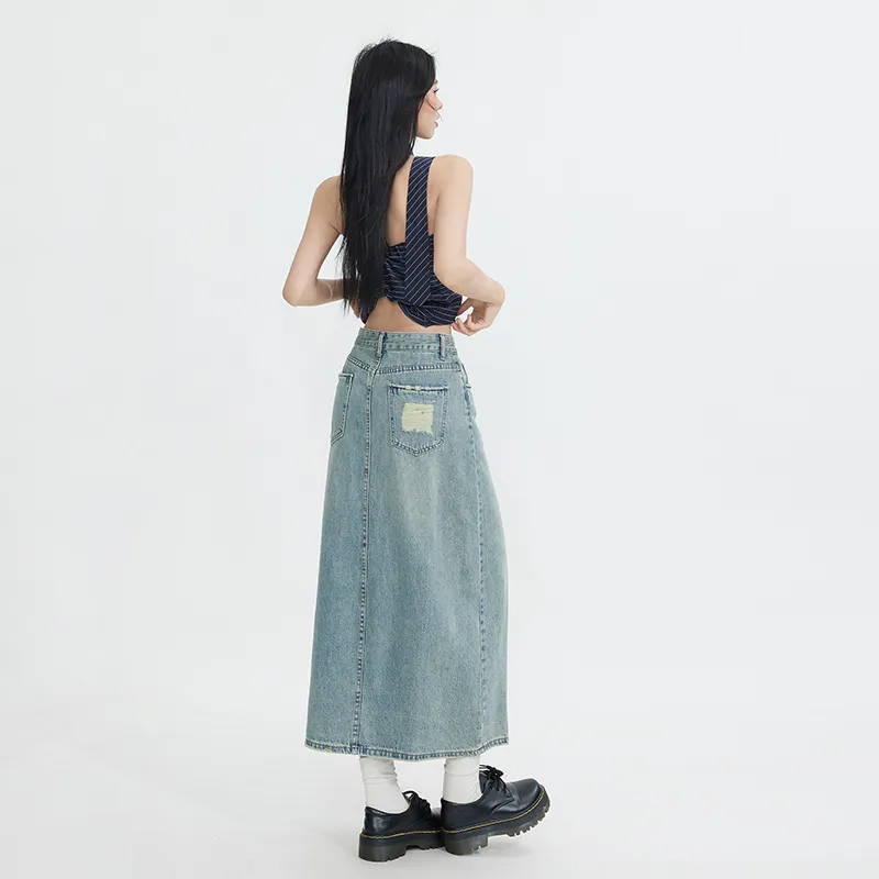 YINLEI Denim Long Skirt Women's-4