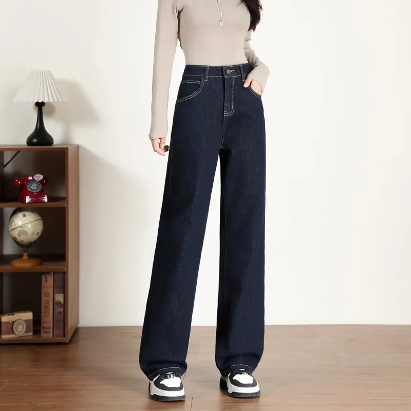 FAWENXIANGZI Jeans Women's Dark Blue-3
