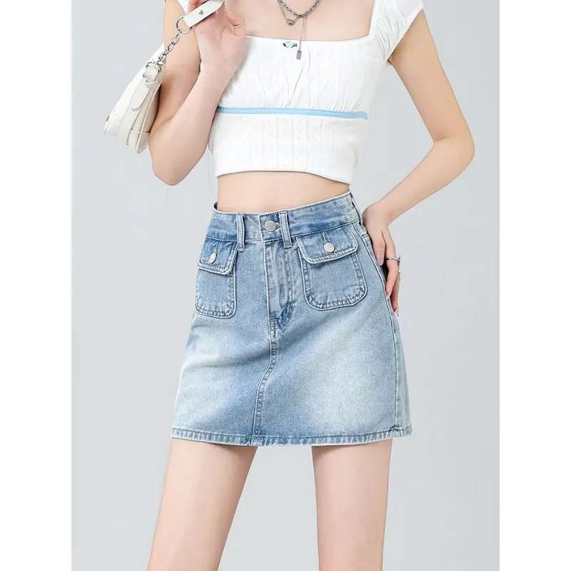 YINLEI Denim Short Skirts Women's-3