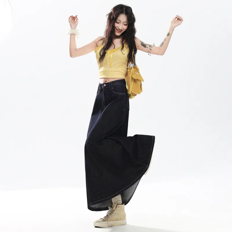 YINLEI Denim Long Skirt Women's-3