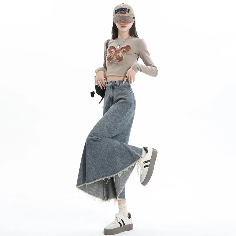 YINLEI Denim Long Skirt Women's-4