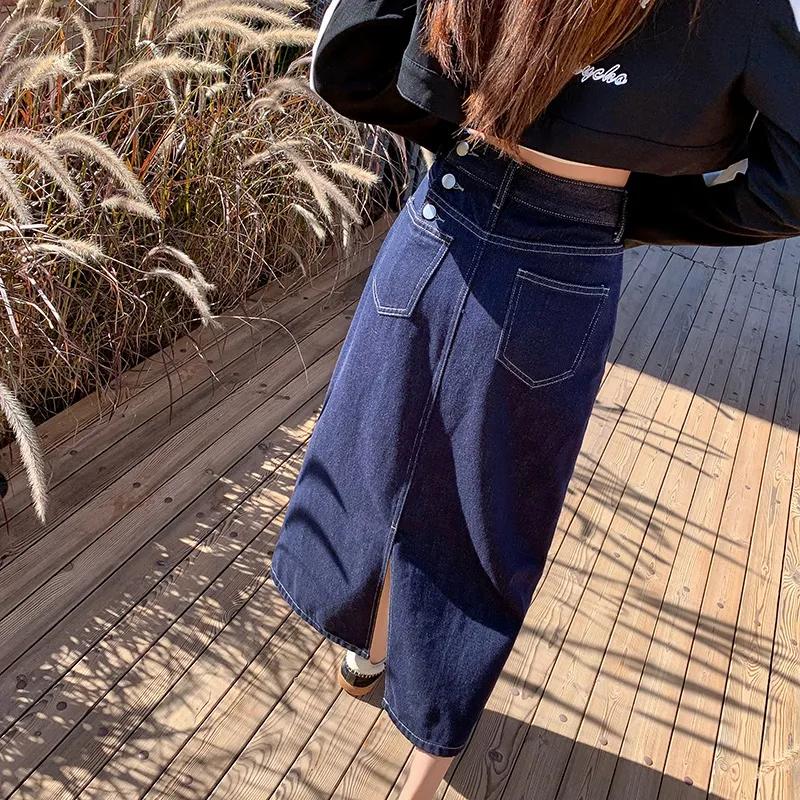 YINLEI Denim Long Skirt Women's-4