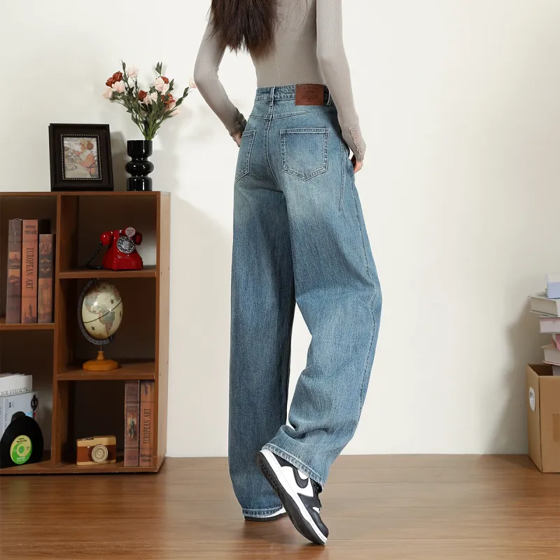 FAWENXIANGZI Jeans Women's Light Blue-7