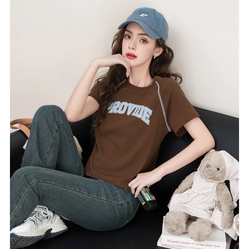 FAWENXIANGZI Crop Tops Women's Coffee-3
