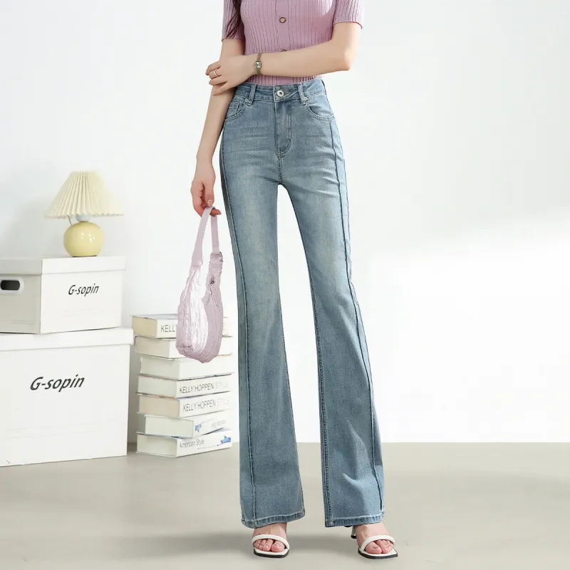 FAWENXIANGZI Jeans Women's Light Blue-6