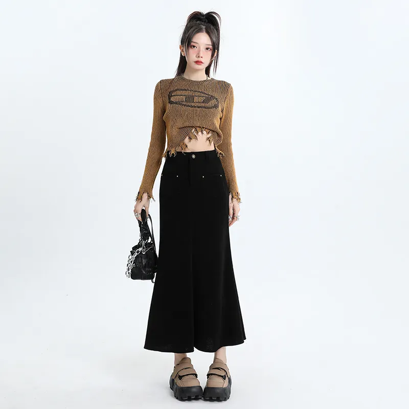 YINLEI Casual Long Skirt Women's-3