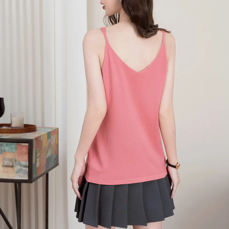 FAWENXIANGZI Tank Tops Women's Dark Pink-5
