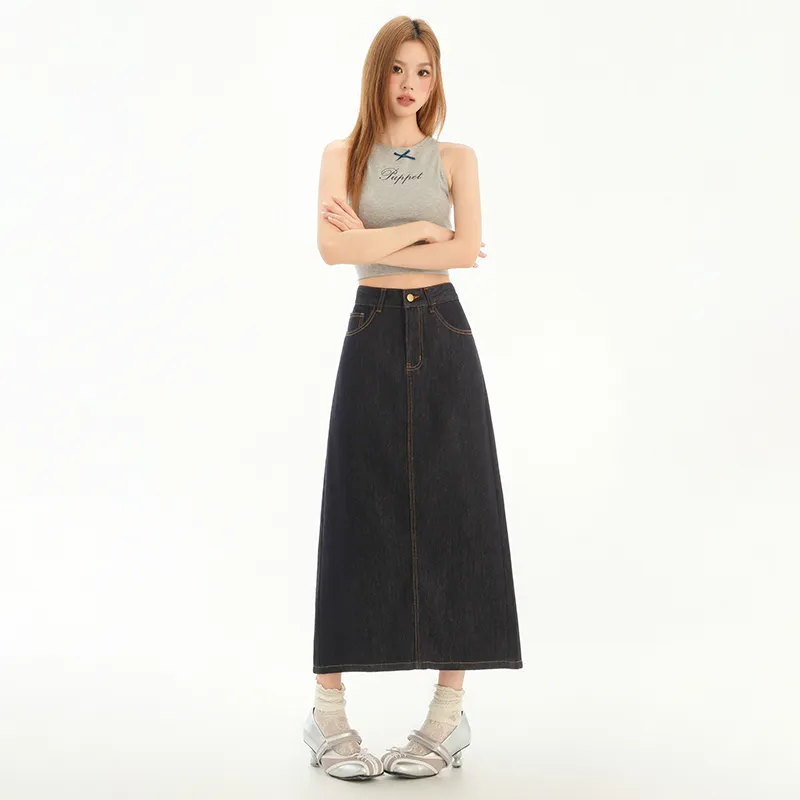 YINLEI Denim Long Skirt Women's-1