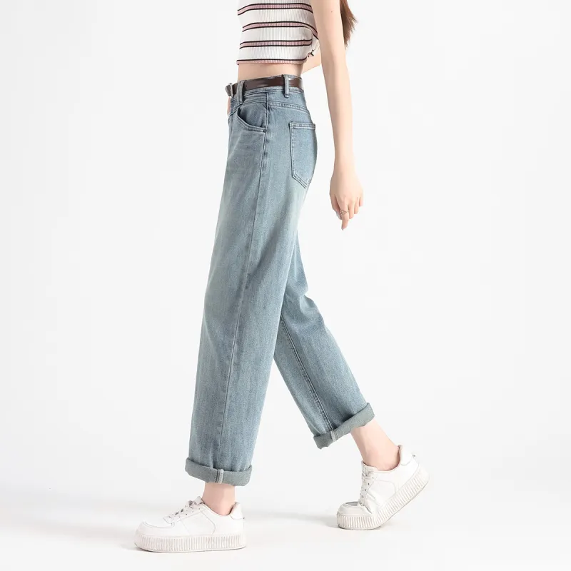 FAWENXIANGZI Jeans Women's Vintage Blue-8