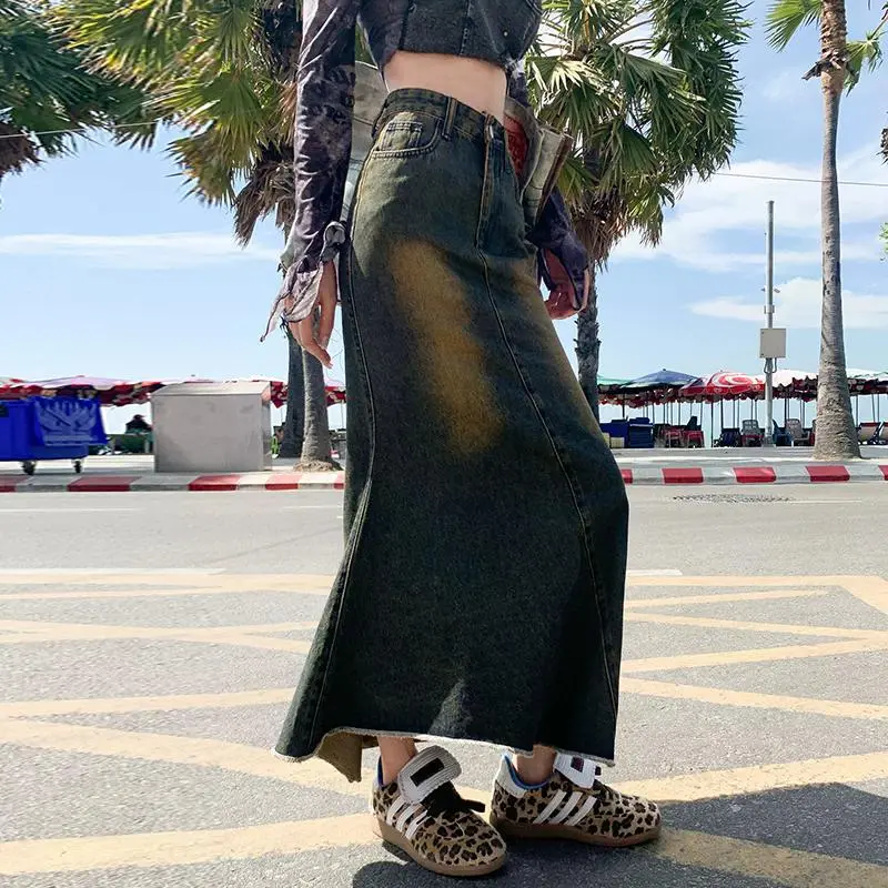 YINLEI Denim Long Skirt Women's-3