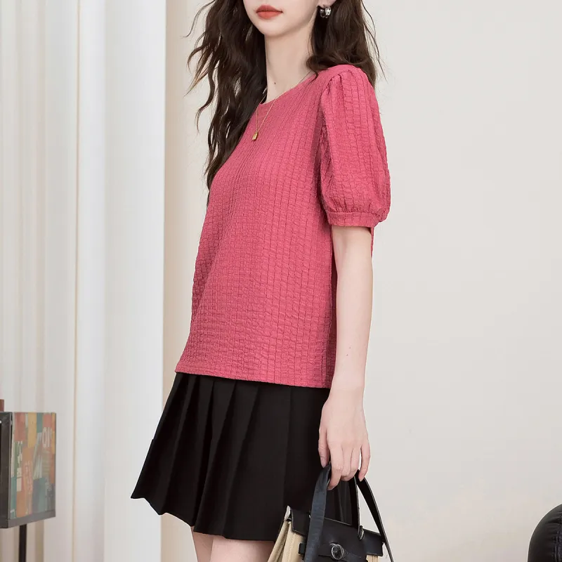 FAWENXIANGZI Puff Sleeve T Shirt Women's-3