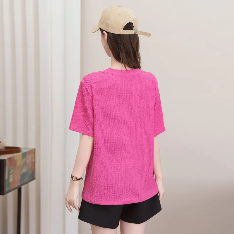 FAWENXIANGZI Set in Sleeve T Shirt Women's-4