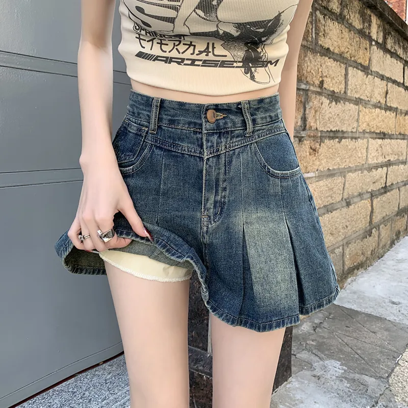 YINLEI Denim Short Skirts Women's-3