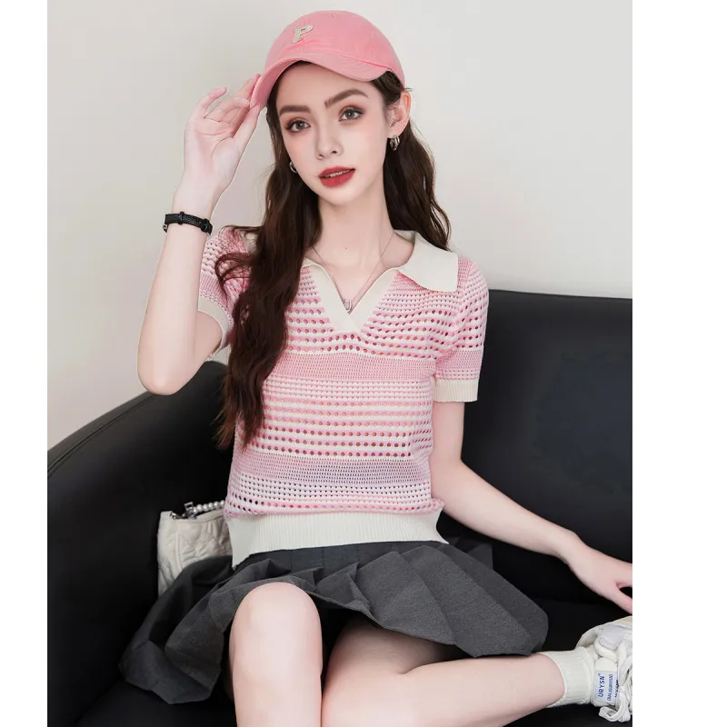 FAWENXIANGZI Knitwear Women's Pink/apricot-2