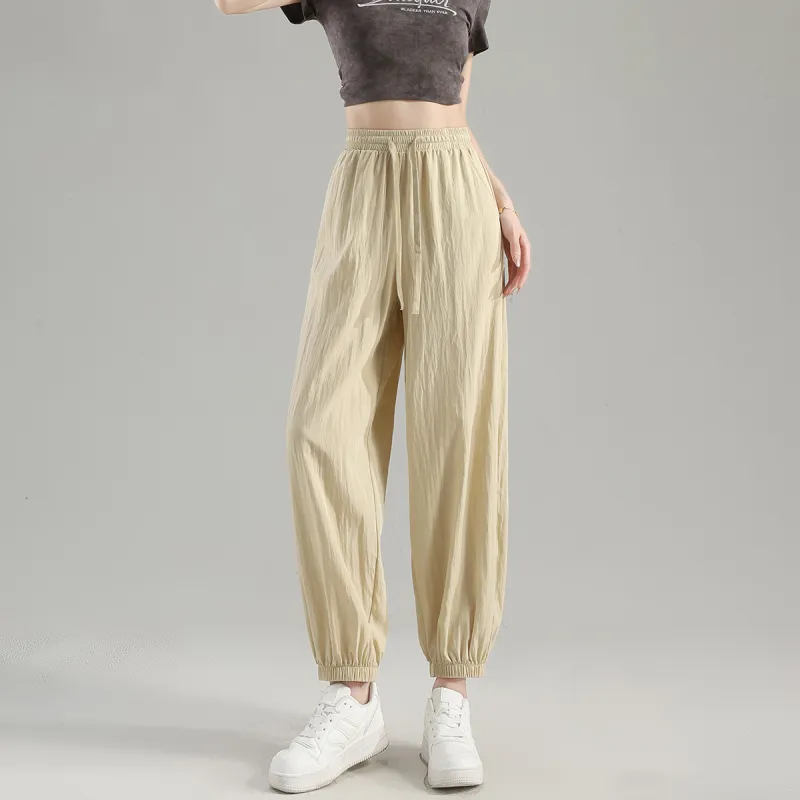 Tonlion Casual Pants Women's Beige Apricot-6