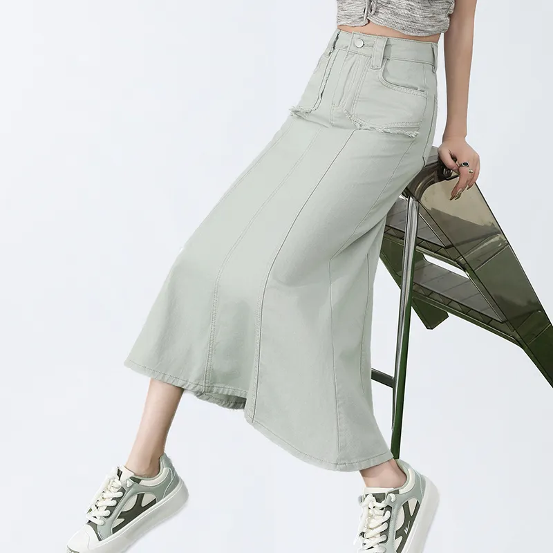 YINLEI Denim Long Skirt Women's-4