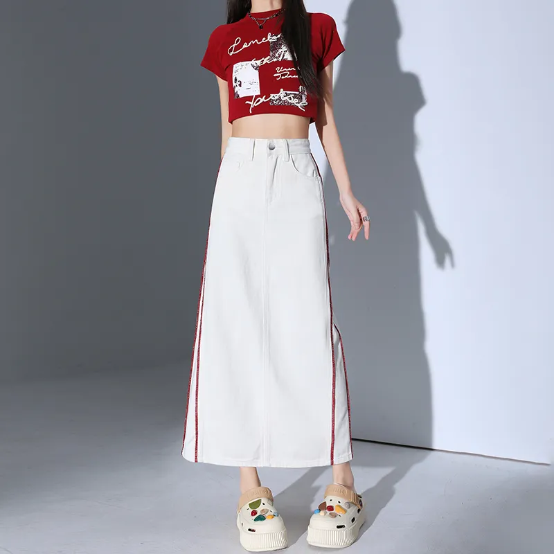 YINLEI Denim Long Skirt Women's-5