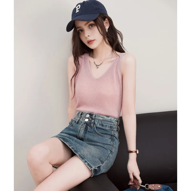 FAWENXIANGZI Tank Tops Women's Pink-1