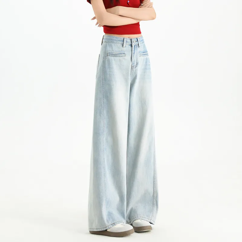 FAWENXIANGZI Jeans Women's Light Blue-3