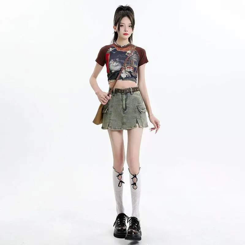 YINLEI Cargo Short Skirts Women's-1
