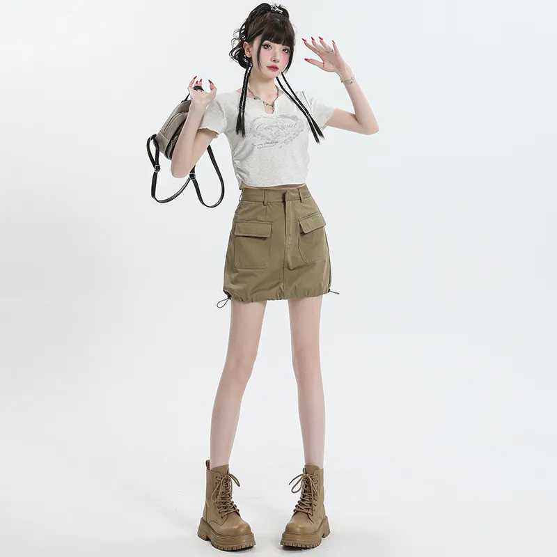 YINLEI Cargo Short Skirts Women's-2