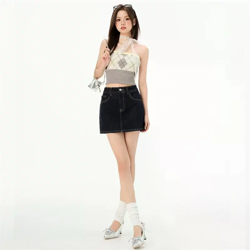 YINLEI Denim Short Skirts Women's-3