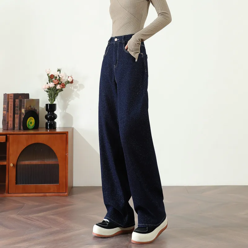 FAWENXIANGZI Jeans Women's Dark Blue-3