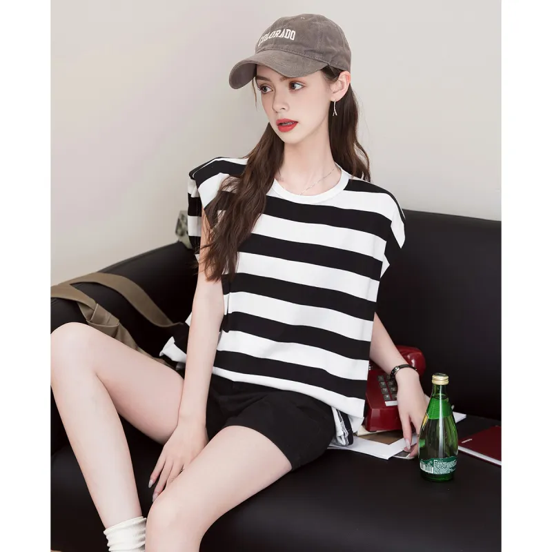 FAWENXIANGZI T Shirts Women's Black & White-4