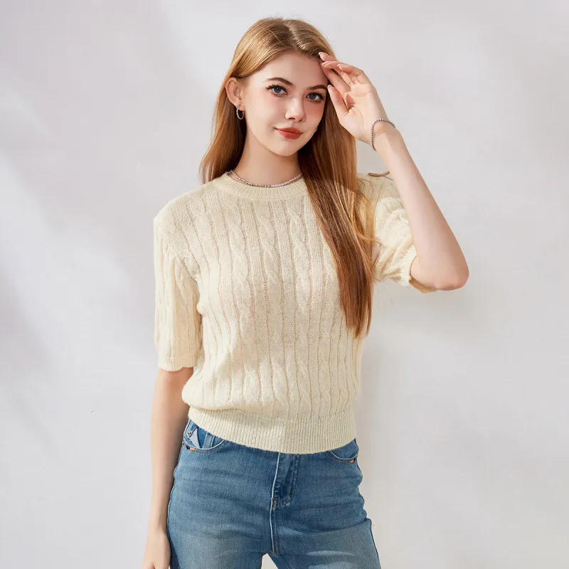 FAWENXIANGZI Knitwear Women's Beige Apricot-5