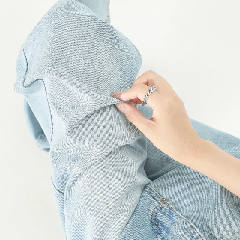 FAWENXIANGZI Jeans Women's Light Blue-7