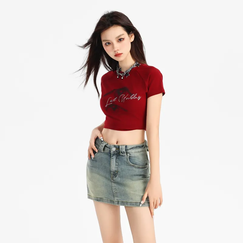 YINLEI Denim Short Skirts Women's-2