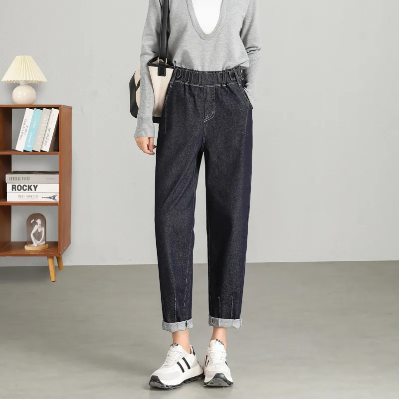 FAWENXIANGZI Jeans Women's Dark Blue-3