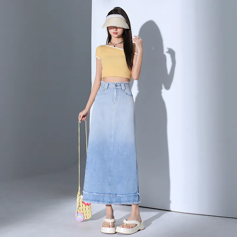 YINLEI Denim Long Skirt Women's-1