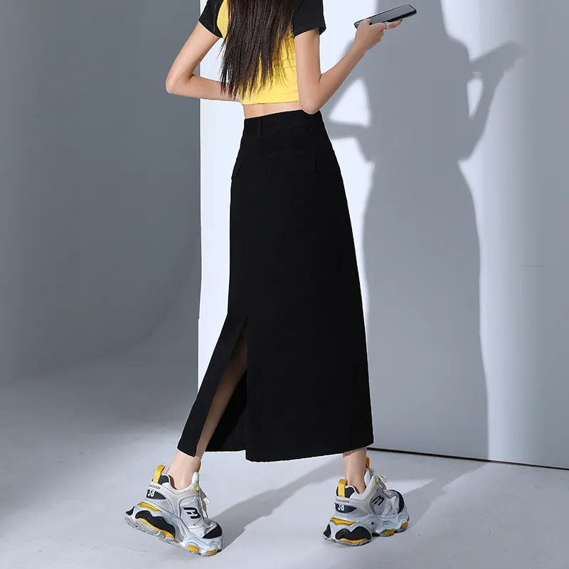 YINLEI Denim Long Skirt Women's-5