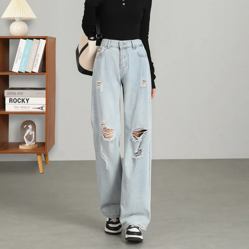 FAWENXIANGZI Jeans Women's Light Blue-1