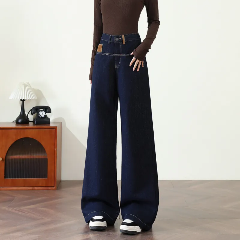 FAWENXIANGZI Jeans Women's Dark Blue-4