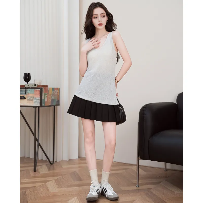 FAWENXIANGZI Tank Tops Women's Light Gray-1
