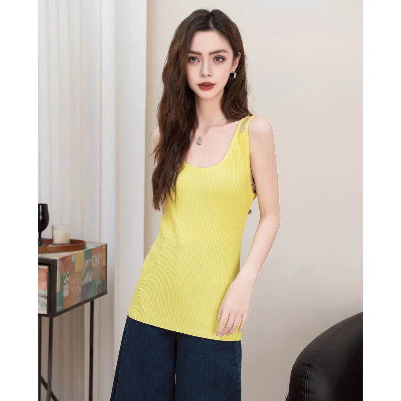 FAWENXIANGZI Tank Tops Women's Yellow-3