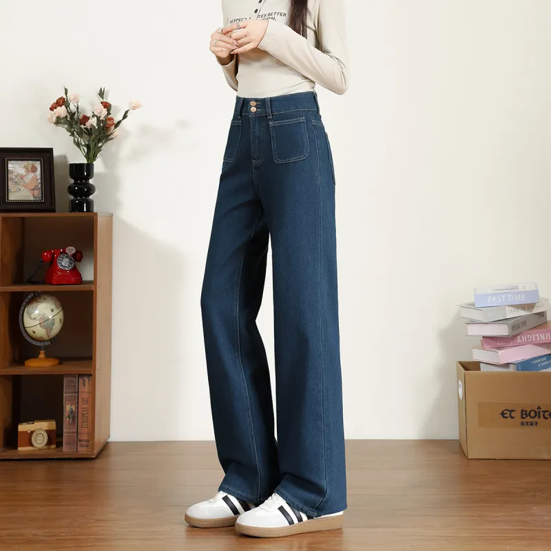 FAWENXIANGZI Jeans Women's Dark Blue-4