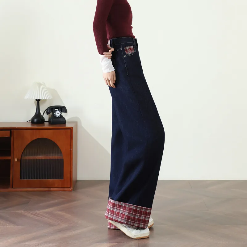 FAWENXIANGZI Jeans Women's Dark Blue-5