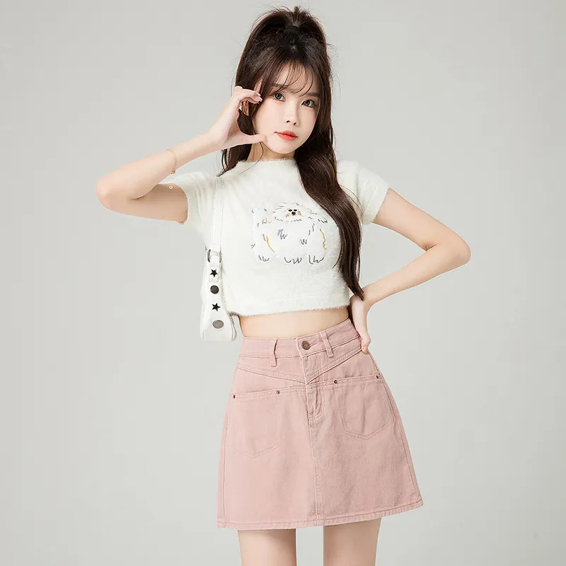 YINLEI Denim Short Skirts Women's-2
