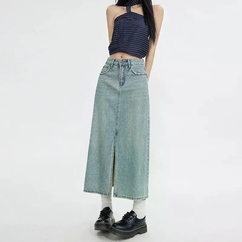 YINLEI Denim Long Skirt Women's-2