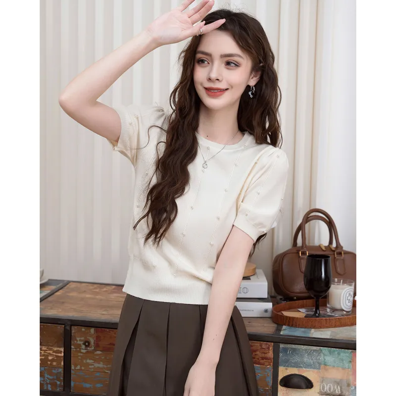 FAWENXIANGZI Puff Sleeve T Shirt Women's-3