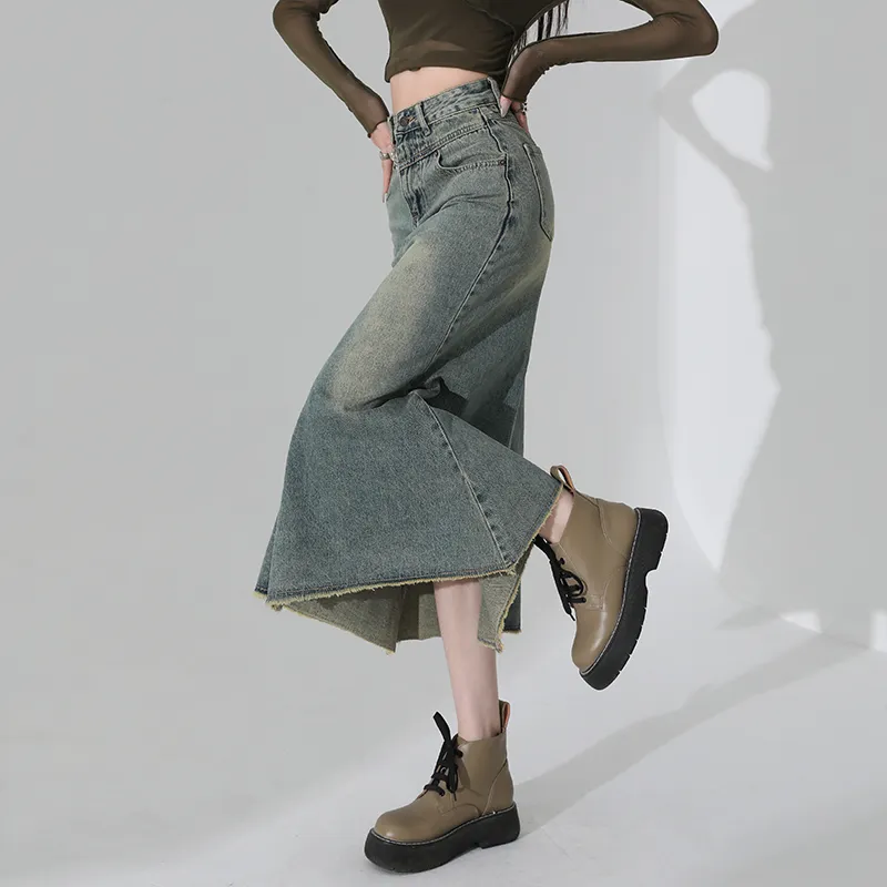 YINLEI Denim Long Skirt Women's-2