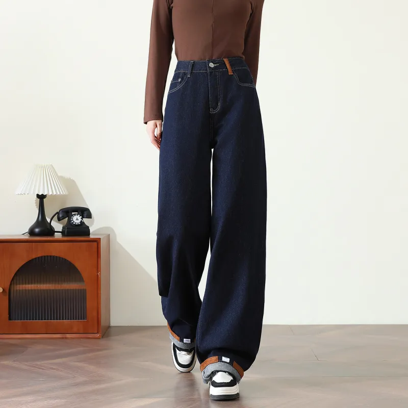 FAWENXIANGZI Jeans Women's Dark Blue-2