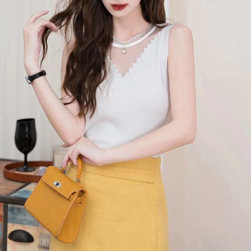 FAWENXIANGZI Tank Tops Women's White-4