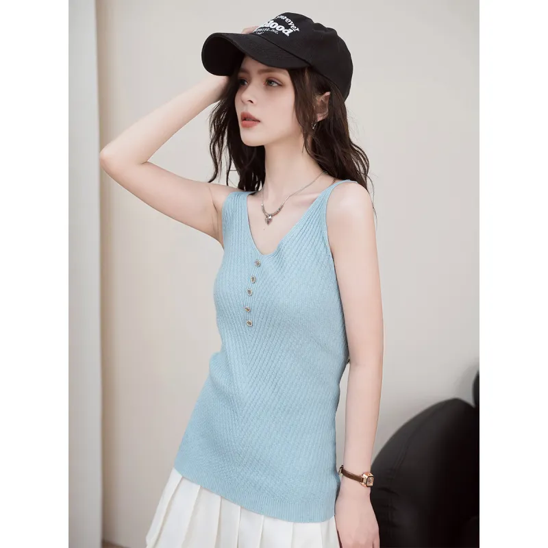 FAWENXIANGZI Tank Tops Women's Light Blue-1