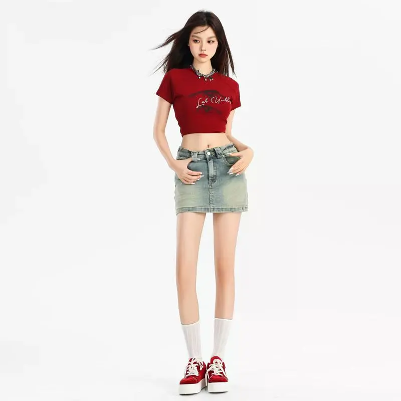 YINLEI Denim Short Skirts Women's-1